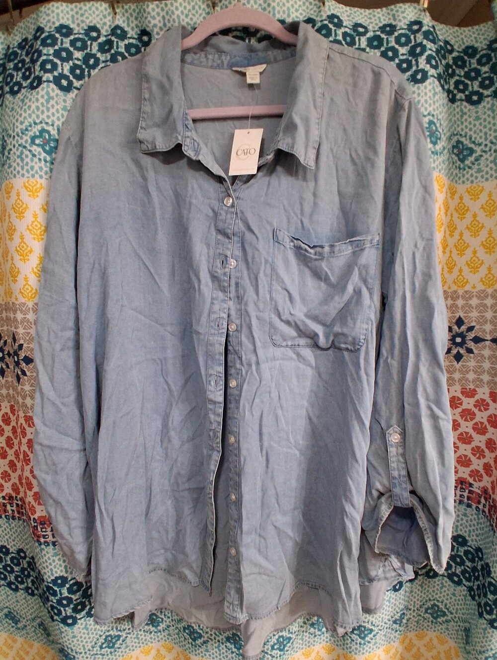 Cato 26/28 Light Blue Casual Button-Down Shirt